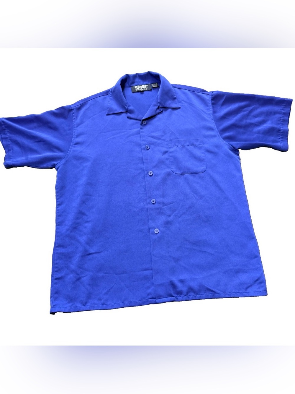 Dragonfly Clothing Company Men’s Y2K Blue Short Sleeve Button Up Shirt Size L